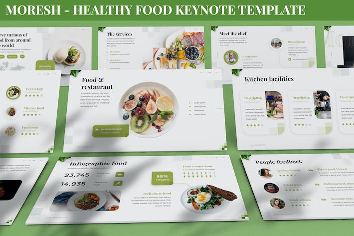 绿色健康有机食品推介与平衡膳食营养科普教育Keynote模板 - 乐喵办公