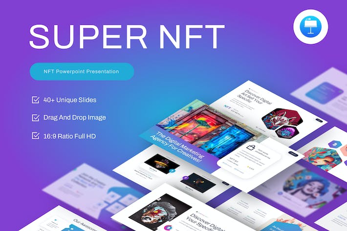 NFT虚拟数字资产作品集展示与推广方案Keynote模板 - 乐喵办公