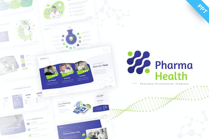 医药健康产业现状分析与医疗学术成果报告PPT模板 - 乐喵办公