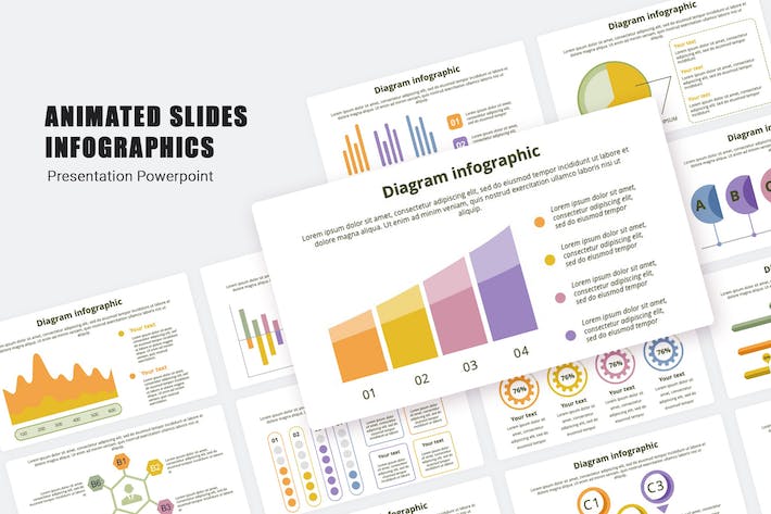 创意彩色多维数据对比与可视化信息图表PPT模板 - 乐喵办公