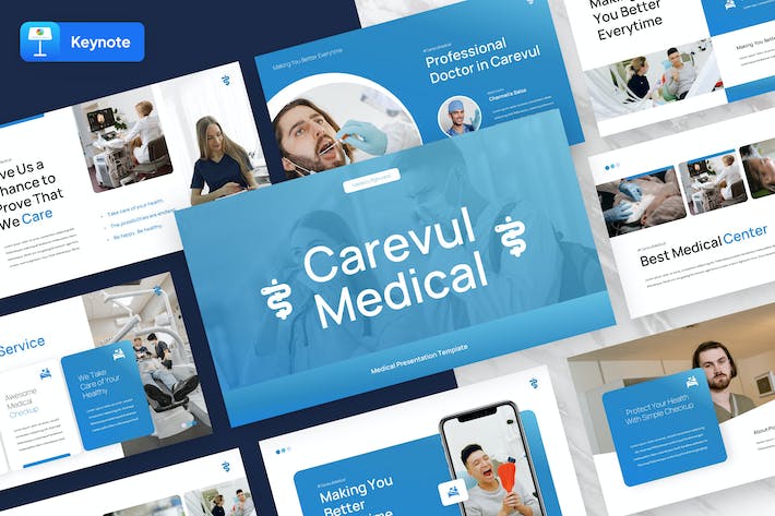 数字化医疗诊疗中心核心服务介绍与智慧医护流程展示Keynote模板 - 乐喵办公
