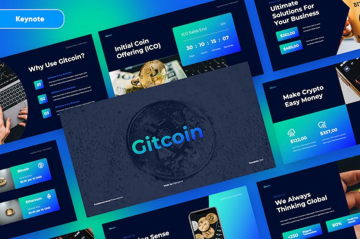 吉特币(Gitcoin)加密货币区块链技术投资分析Keynote模板 - 乐喵办公