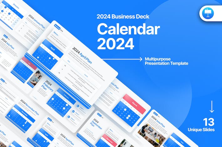 2024年度电子日历工作排期议程规划Keynote模板 - 乐喵办公