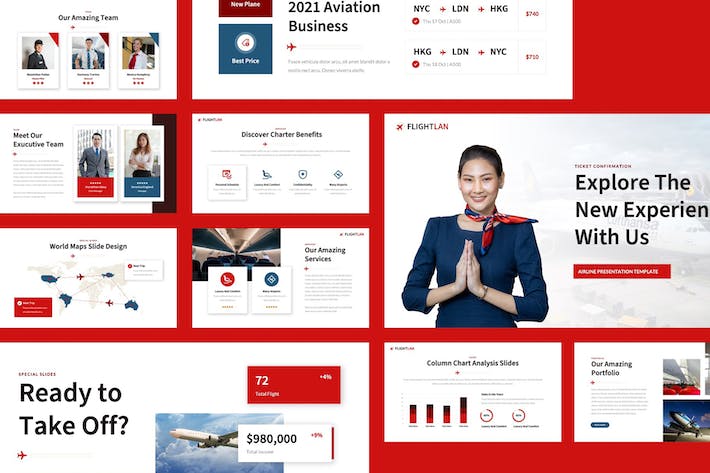 云端飞行体验、航空公司品牌宣传介绍与优质航空服务推介Keynote模板 - 乐喵办公