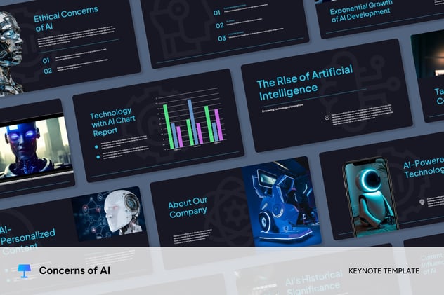 人工智能AI安全伦理与未来社会影响挑战分析Keynote模板 - 乐喵办公