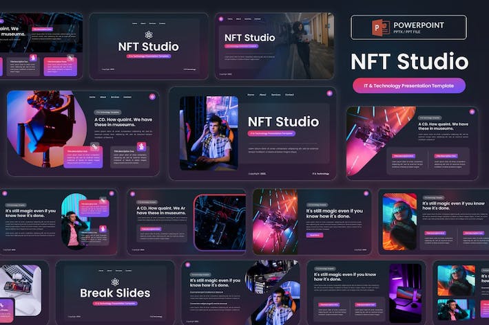 NFT加密技术数字艺术藏品交易展示应用PPT模板 - 乐喵办公