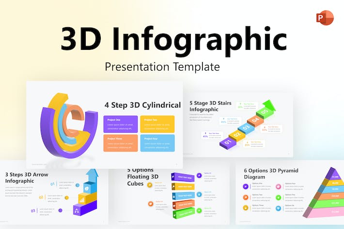 创意3D立体柱形与圆环图表、数据占比统计分析PPT模板 - 乐喵办公