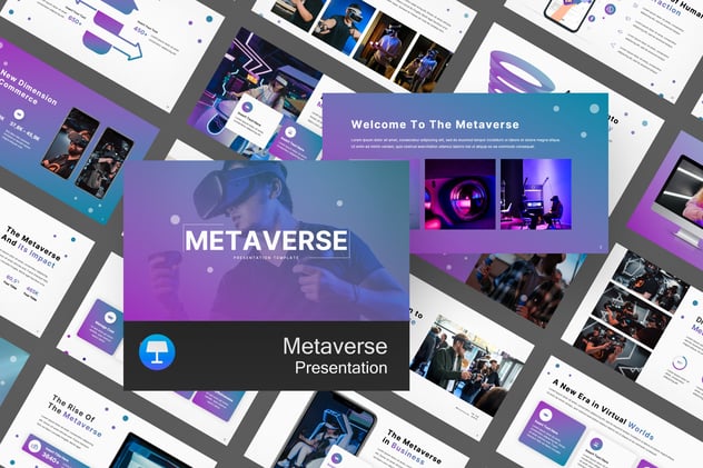 沉浸式元宇宙(Metaverse)产业趋势分析与虚拟空间架构Keynote模板 - 乐喵办公