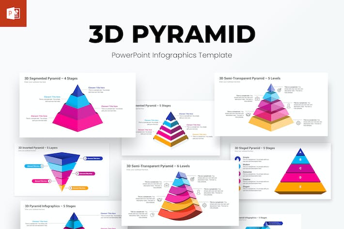 3D立体彩色层级金字塔战略分析信息图形PPT模板 - 乐喵办公