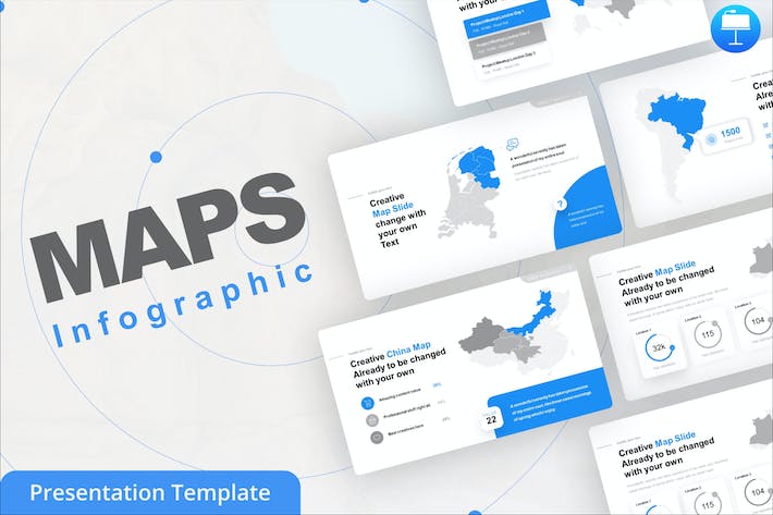 全球世界地图与中国地图数据标注Keynote模板 - 乐喵办公