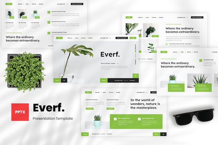 极简风自然生态景观设计与绿色环保产业展示PowerPoint模板 - 乐喵办公