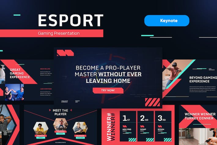 电子竞技(E-sports)游戏产业趋势与科技行业推广Keynote模板 - 乐喵办公