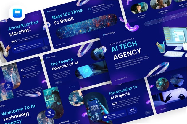 AI人工智能技术机构科技服务推介Keynote模板 - 乐喵办公
