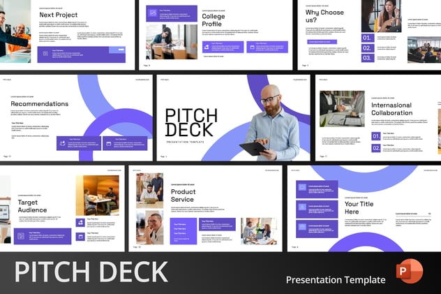 经典蓝白配色、创业融资Pitch Deck商业计划书路演PPT模板 - 乐喵办公
