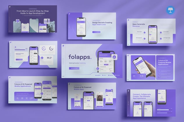 移动端APP应用程序核心功能展示与用户体验(UX)演示Keynote模板 - 乐喵办公