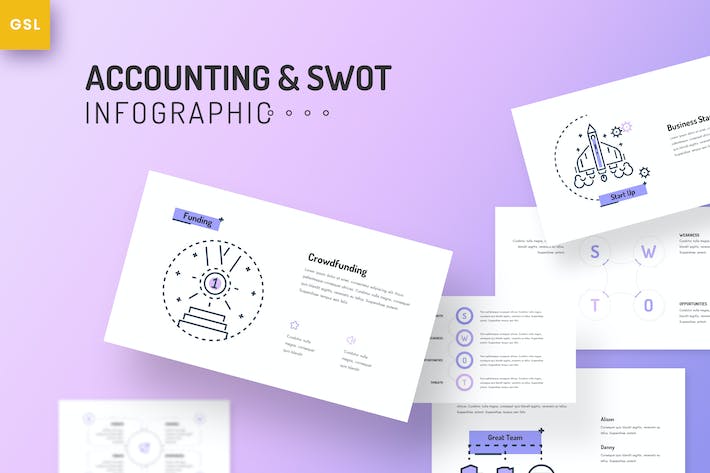 财务会计业务战略SWOT分析逻辑信息图表Keynote模板 - 乐喵办公