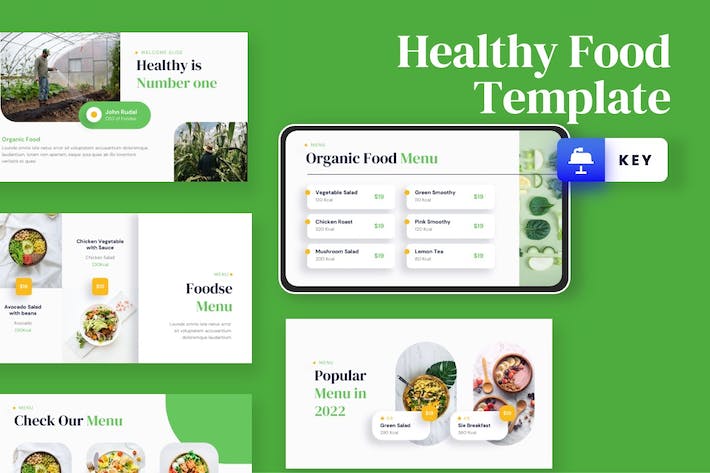 绿色健康有机食品安全生产介绍Keynote模板 - 乐喵办公