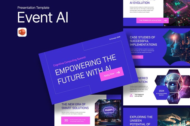 AI人工智能活动科技创新企业应用PPT模板 - 乐喵办公