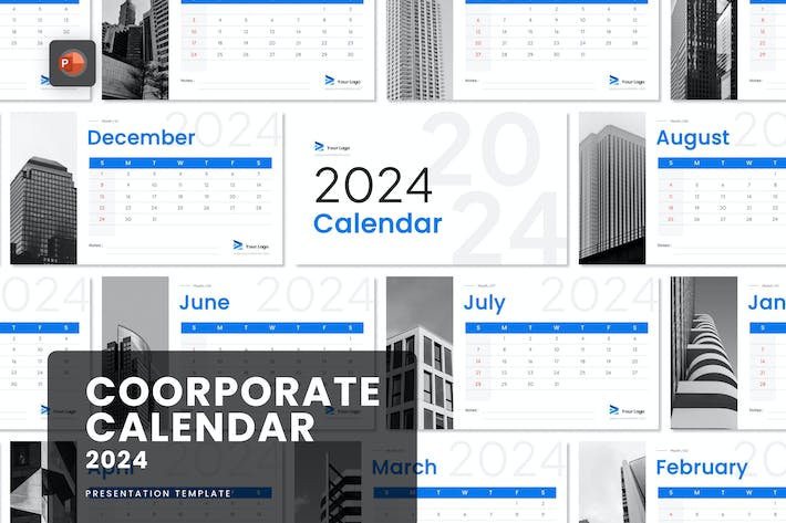 企业形象展示2024年度商业定制日历PPT模板 - 乐喵办公
