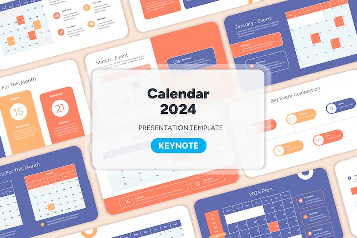 2024年度日历议程安排工作计划表Keynote模板 - 乐喵办公