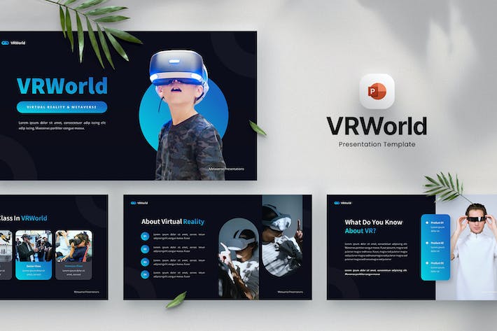 VR虚拟现实技术解析与智能穿戴设备产品发布PowerPoint模板 - 乐喵办公