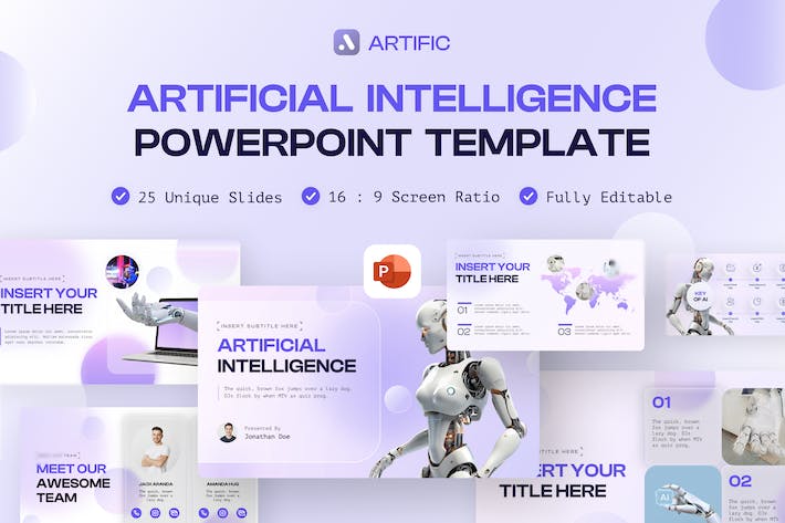 AI人工智能机器人研发技术与未来科技应用PPT模板 - 乐喵办公