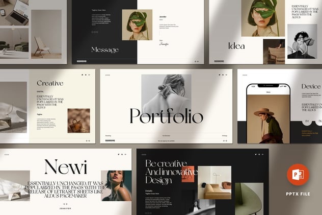 个人商务简历作品、企业业务投资组合(Portfolio)展示PPT模板 - 乐喵办公