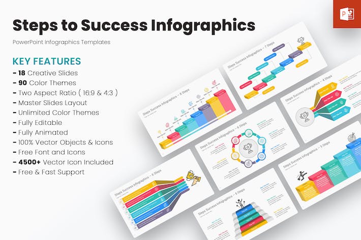 事业成功步骤阶段性目标达成信息图表PPT模板 - 乐喵办公
