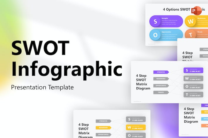 企业战略规划SWOT模型分析图形与竞争态势评估信息图PPT模板 - 乐喵办公