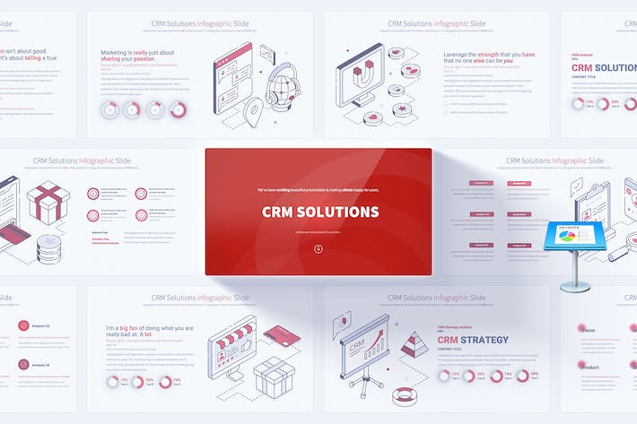CRM客户关系管理系统集成解决方案流程Keynote模板 - 乐喵办公