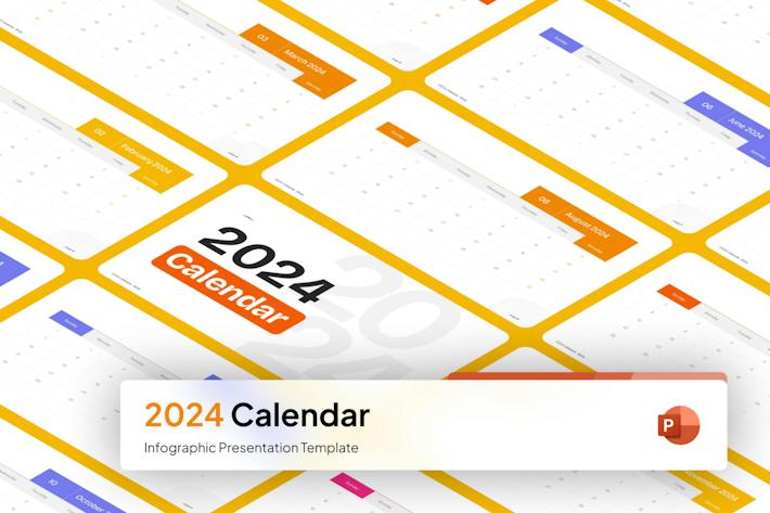2024年度报告工作计划日历表PowerPoint模板 - 乐喵办公