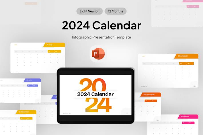 2024年度极简风格日历工作计划展示PPT模板 - 乐喵办公