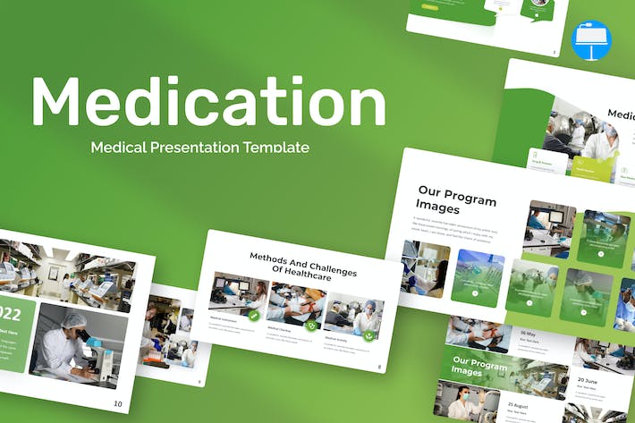 绿色健康医疗科研动态、新药研发流程与临床实验报告Keynote模板 - 乐喵办公