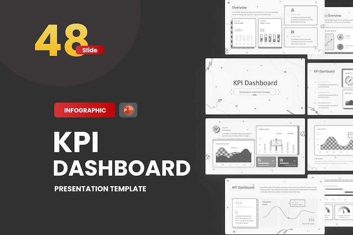创意手绘涂鸦风格关键绩效指标(KPI)监测、业务达成率可视化Powerpoint模板 - 乐喵办公