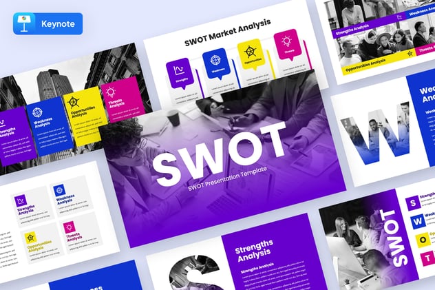 商业发展SWOT深度分析、未来经营战略规划Keynote模板 - 乐喵办公