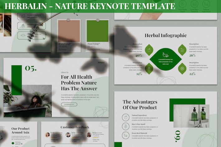 传统天然草药药理科普、绿色植物提取工艺与健康应用Keynote模板 - 乐喵办公