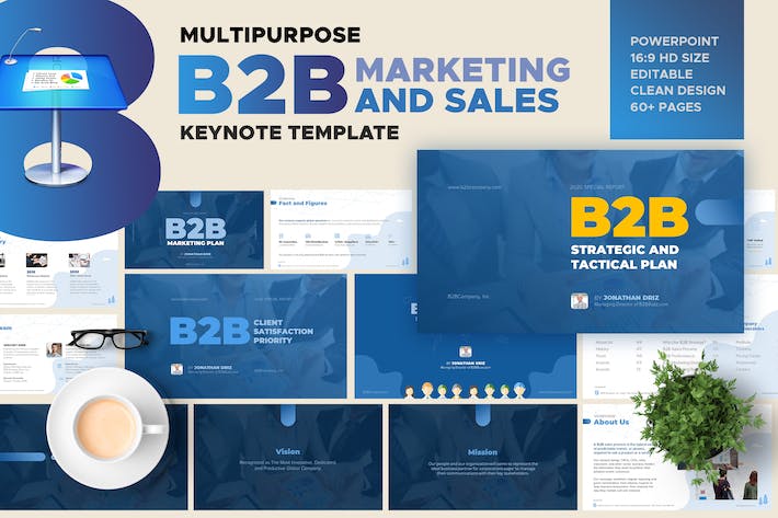 B2B行业营销漏斗模型、大客户销售策略Keynote模板 - 乐喵办公