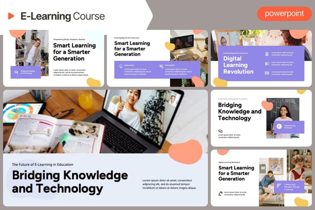 在线教育赋能、数字化电子学习(E-Learning)教学课程PPT模板 - 乐喵办公