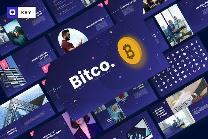 比特币（Bitcoin）投资分析、区块链技术原理与趋势Keynote模板 - 乐喵办公