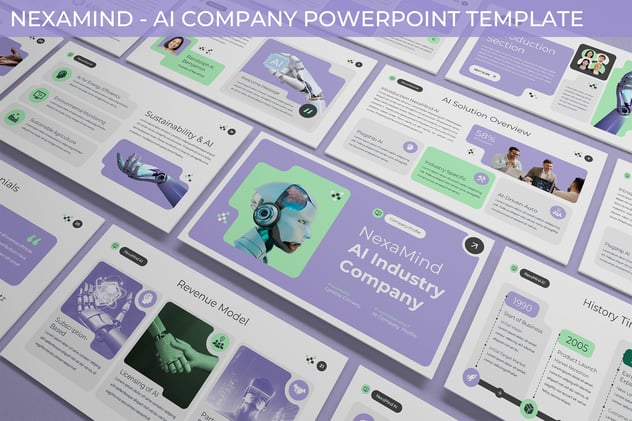 专业人工智能AI科技公司简介与核心技术团队展示Powerpoint模板 - 乐喵办公