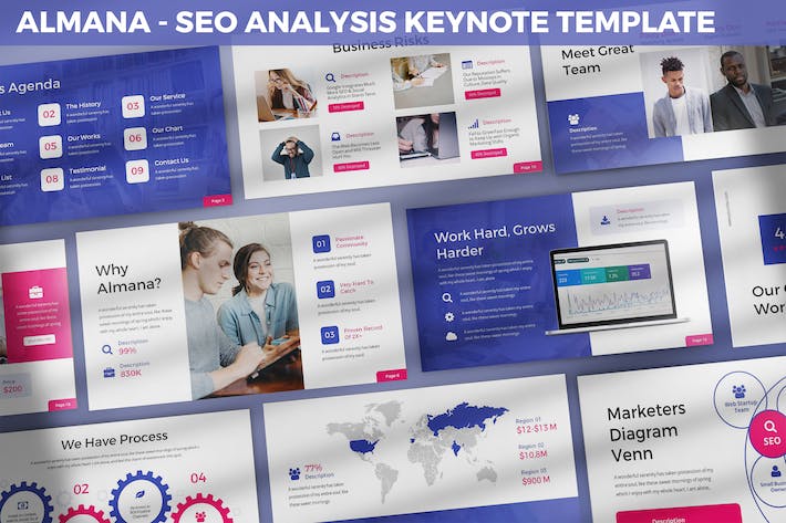 数字化搜索引擎优化(SEO)策略、网站流量转化提升方案Keynote模板 - 乐喵办公