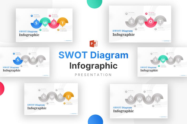 创意视觉风格企业核心竞争优势SWOT分析模型与战略评估图形PPT模板 - 乐喵办公