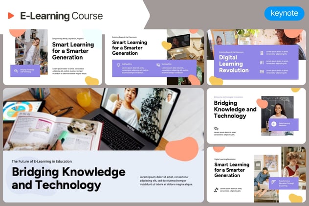 远程互动教学、电子学习E-Learning课程开发与设计Keynote模板 - 乐喵办公