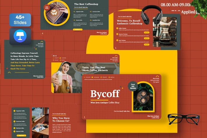 精品咖啡店创业计划书加盟与品牌推介Keynote模板 - 乐喵办公