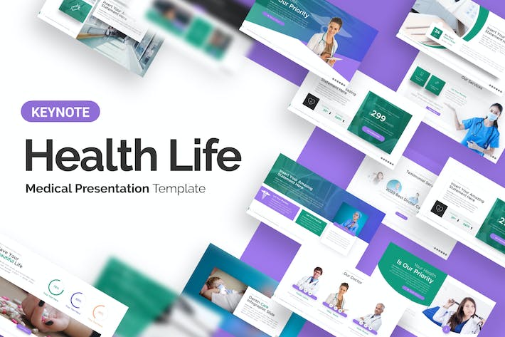 绿色健康生活医疗保健知识科普Keynote模板 - 乐喵办公