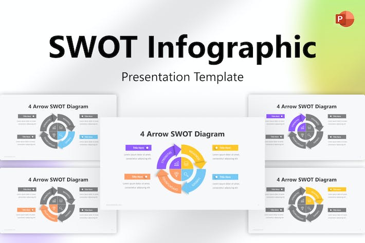 企业战略竞争态势SWOT分析矩阵可视化信息图表PPT模板 - 乐喵办公