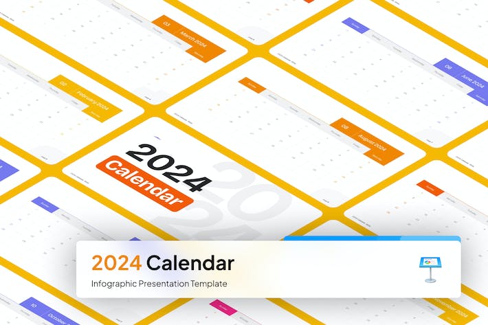 2024年度日历日期排期工作规划表Keynote模板 - 乐喵办公