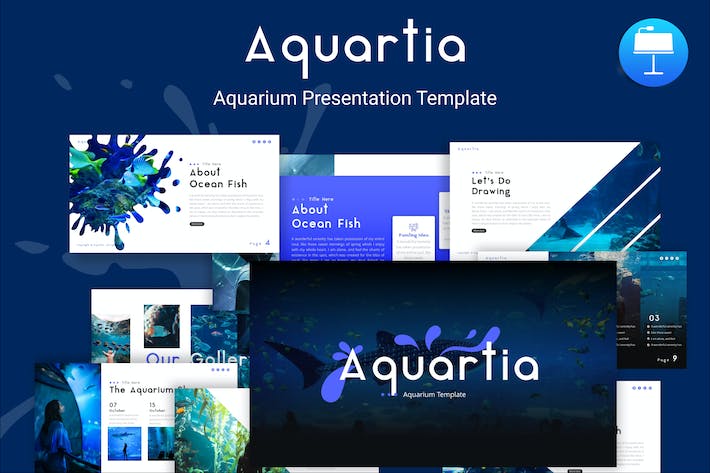 海洋水族馆旅游项目简介与海洋生物科普展览展示Keynote模板 - 乐喵办公