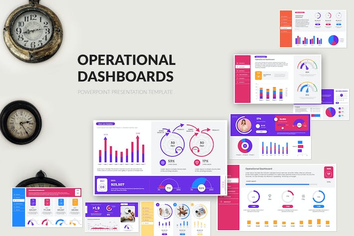 企业运营大数据仪表板（Dashboard）、商业数据可视化分析PPT模板 - 乐喵办公