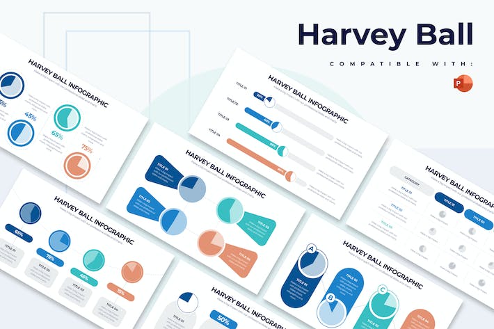 项目进度评估、商业哈维球图(Harvey Balls)数据对比展示PPT模板 - 乐喵办公